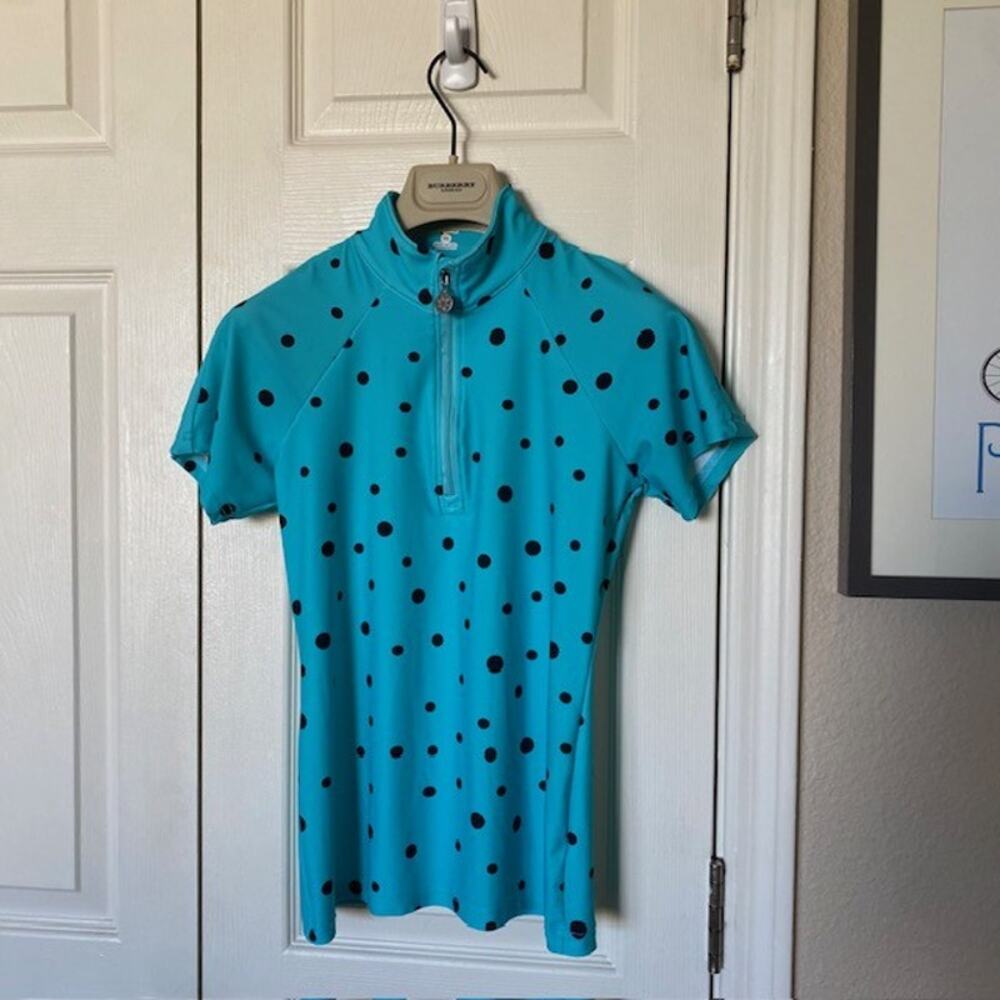 Tzu Tzu 1/4 Zip Polo Top Polka Dot Stretch Golf Tennis Pickleball‎ Women's XS